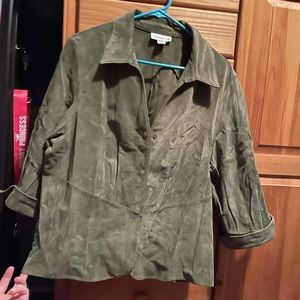 Green suede button down